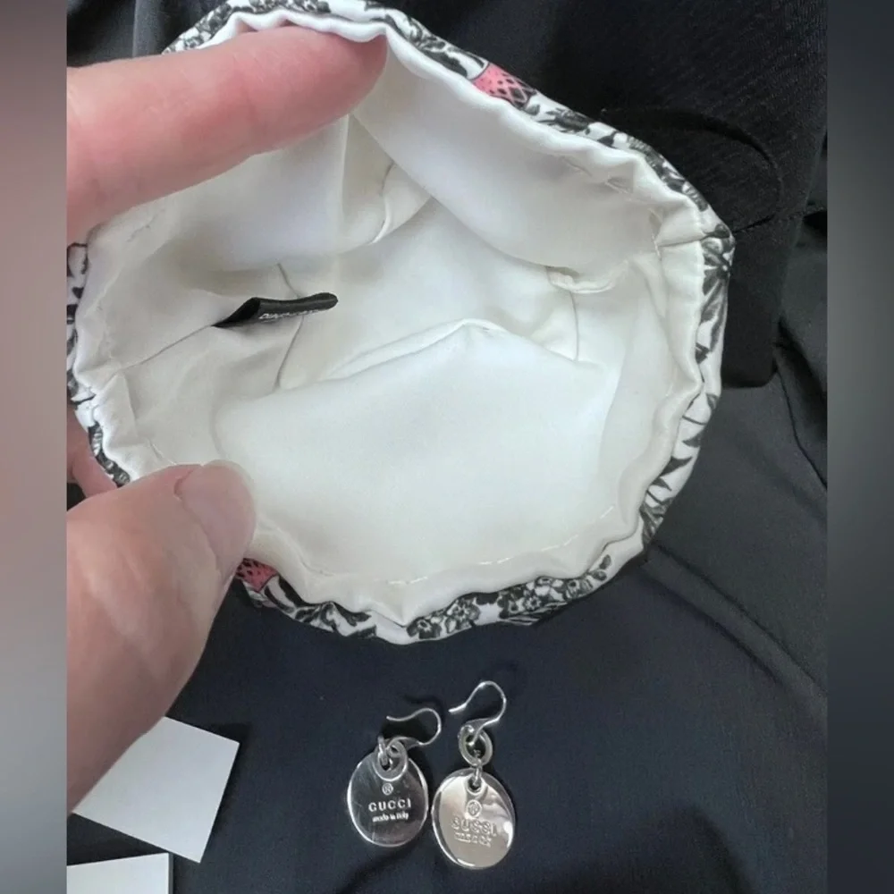 GUCCI .925 sterling silver Round Dangle Drop Earings NWT - Picture 14 of 14